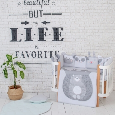 Дитячий постільний комплект Veres Zoo grey 6 одиниць